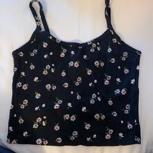 black floral forever 21 medium tank top